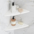 Corner Shower Shelf Matte White, 304 Stainless Steel 11.5” Recessed Corner Shelf Bathroom for Tiled Wall, Floating Shower Shelves Shampoo Holder, No Drilling, 2 Pack