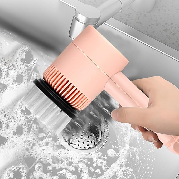 Electric Spin Scrubber, Electric Cleaning Brush with 6 Brush Heads, Rotating Head Powerful Spin Scrubbers, Multipurpose Electric Cleaning Brush for Kitchen Bathroom and Floor