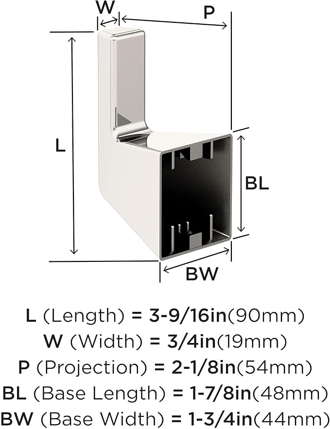 Amerock BH36000PN | Polished Nickel Single Robe Hook | 3-9/16 in. (90 mm) Length Towel Holder | Blackrock | Towel Hook for Bathroom | Bathroom Hardware | Bath Accessories