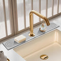 Light Gray-Rectangle 23.6" Diatomite Faucet Mat Fast-Drying Stone Sink Tray Splash Guard for Kitchen&Bathroom Sink|Ultra Absorbent Countertop Protector with Smoothing Tool Multiple