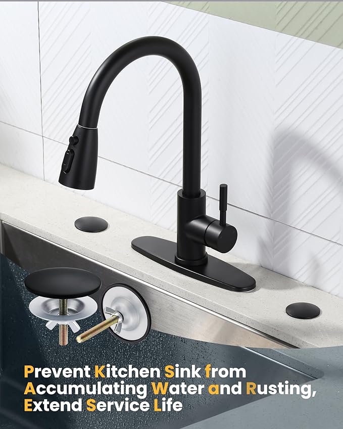 Brass Metal Faucet Hole Cover, 2-PCs Plug for Sink Countertop, Matte Black