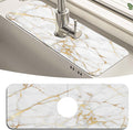 MCALK Marble White Kitchen Sink Faucet Mat Splash Guard, Absorbent Quick-Dry Kitchen Sink Mat - Ideal for Splash Guard & Drip Catching with Modern Art Decor( 1pc 15"x5.5")