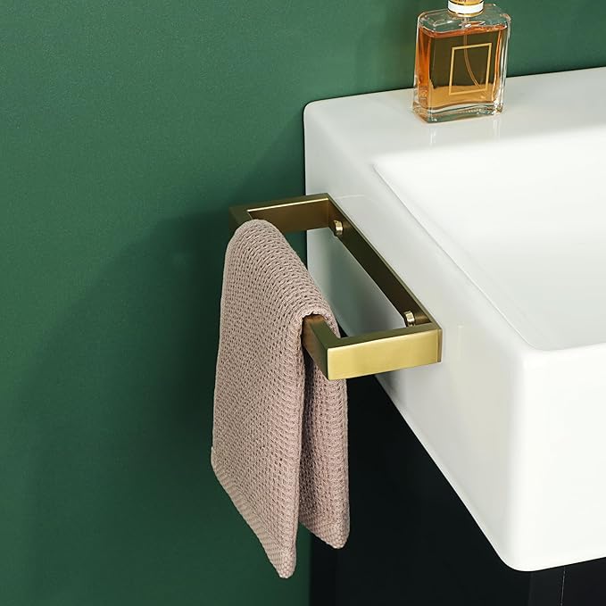 Alise Bath Towel Bar,Wall Mount Towel Holder Towel Rack Towel Hanger for Bathroom Lavatory,8 Inch SUS304 Stainless Steel Towel Rail,Brushed Gold,GJF020-G