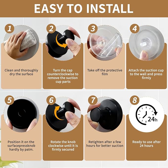 Suction Cup Hooks for Wreaths, 2025 Upgraded Black Wreath Hangers for Front Doors, Strong No-Drill Suction Hooks for Shower/Bathroom/Glass/Mirrors
