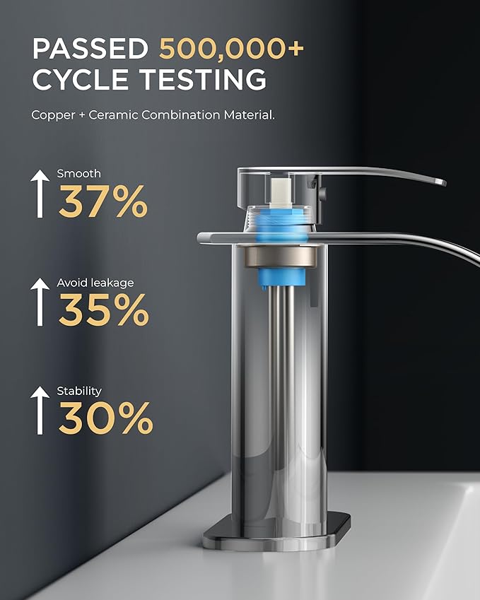 FORIOUS Waterfall Bathroom Faucet One Hole, Chrome Single Handle Bathroom Faucet for 1 or 3 Hole Sink with Metal Pop up Drain, Deck Plate, cUPC Hoses for Vanity, Rv Sink