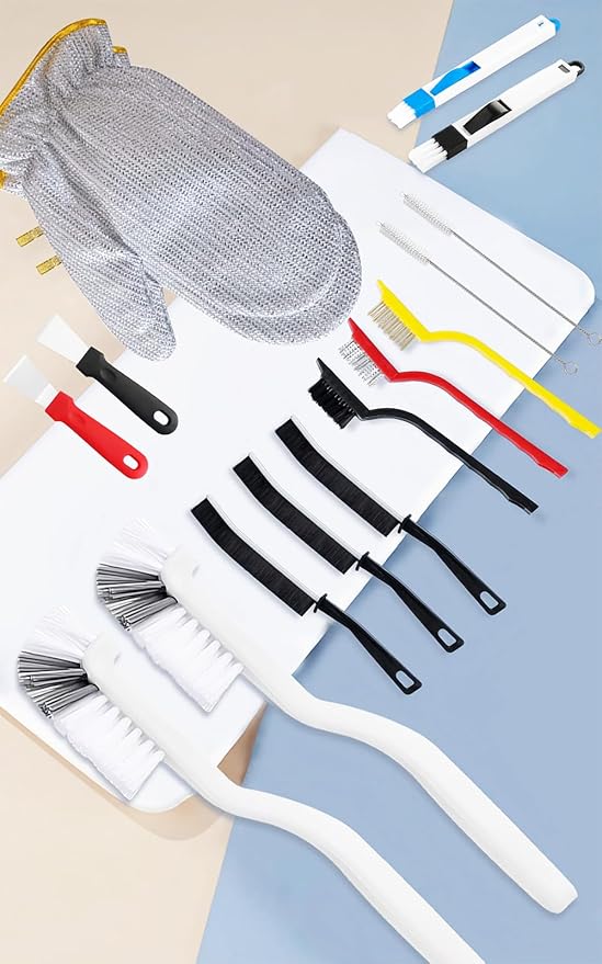 16PCS Crevice Cleaning Brush Set for Deep Cleaning Bathroom, Kitchen, Corner, Grout, Sink, Cup, Teapot, Blender, Bottle, Tight Spaces