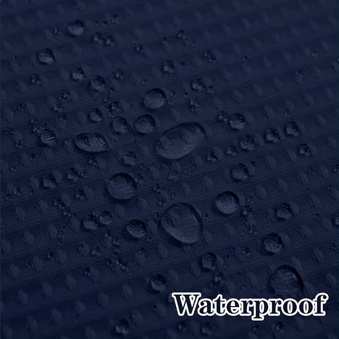 No Hooks Required Waffle Weave Shower Curtain with Snap in Liner-Hotel Grade Waterproof & Mesh Top Window Spa Like Bath Curtain Machine Washable 54Wx80L Navy Blue