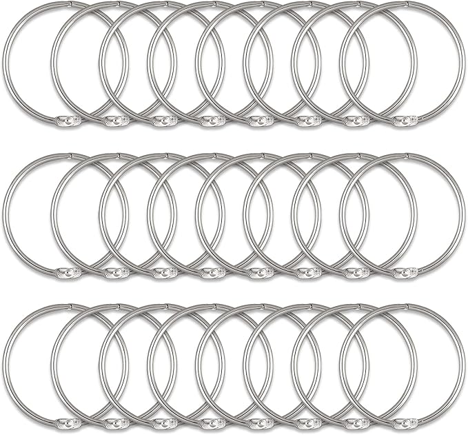 24 Pack Shower Curtain Rings, Rustproof Decorative Shower Curtain Hooks Metal Round Shower Ring Hooks for Bathroom Shower Rod (Nickel)