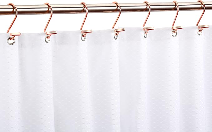 Rose Gold Shower Curtain Hooks Rings,CHICTIE Decorative Shower Curtain Rings for Bathroom Shower Rod, Set of 12 Premium Rust-Resistant Metal Shower Hooks Hangers T Shaped Design