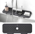 Silicone Faucet Splash Guard, TOOVEM Kitchen Sink Splash Guard Behind Faucet 17.1 x 5.9 Inch, Faucet Handle Drip Catcher Tray, Sink Splash Guard Mat Faucet for Kitchen and Bathroom, Farmhouse, Bar