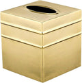 Monarch Abode Tissue Box Cover Square – Handcrafted Border Embossed Brushed Gold Metal Tissue Holder Box for Bathroom Accessory, Aesthetic Decorative Facial Napkin Cube for Modern Home Decor