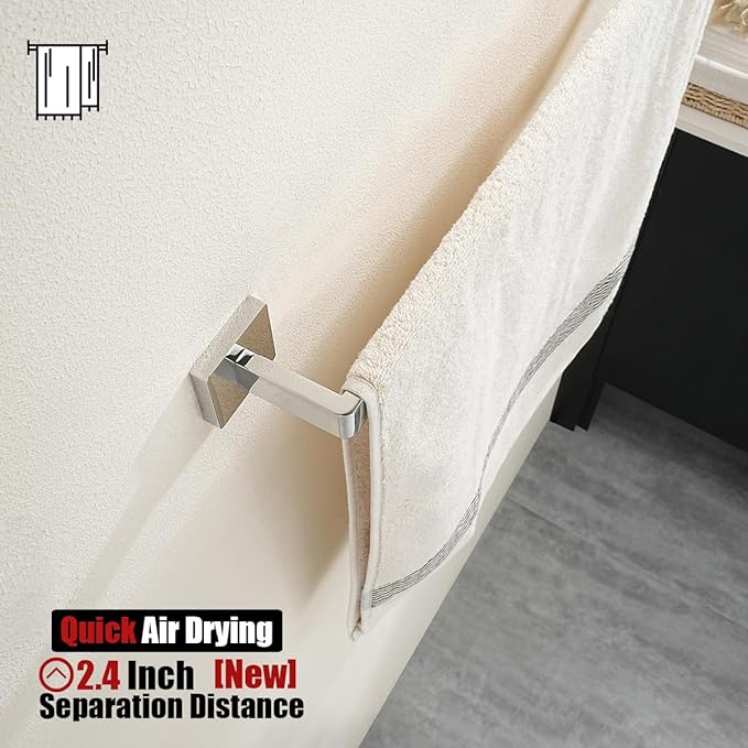 JQK Polished Towel Bar, Rounded Edges 32.36 Inch Towel Rack, 304 Stainless Steel Bathroom Wall Mount, Useable Length 30 Inch, TB250L30-CH