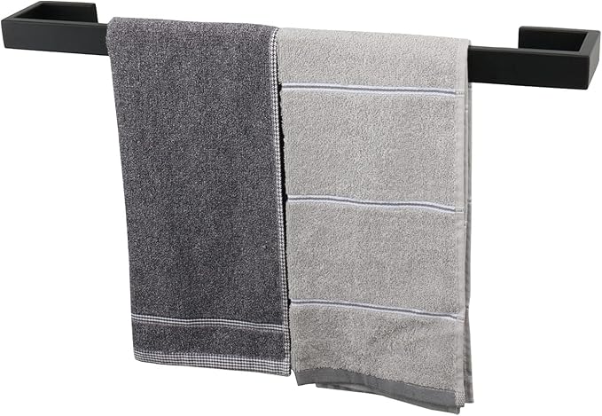 TocTen Bath Towel Rack - Square Base Thicken SUS304 Stainless Steel Towel Bar for Bathroom, Bathroom Bar Accessories Towel Rod Heavy Duty Wall Mounted Towel Holder (Matte Black, 20 Inch)