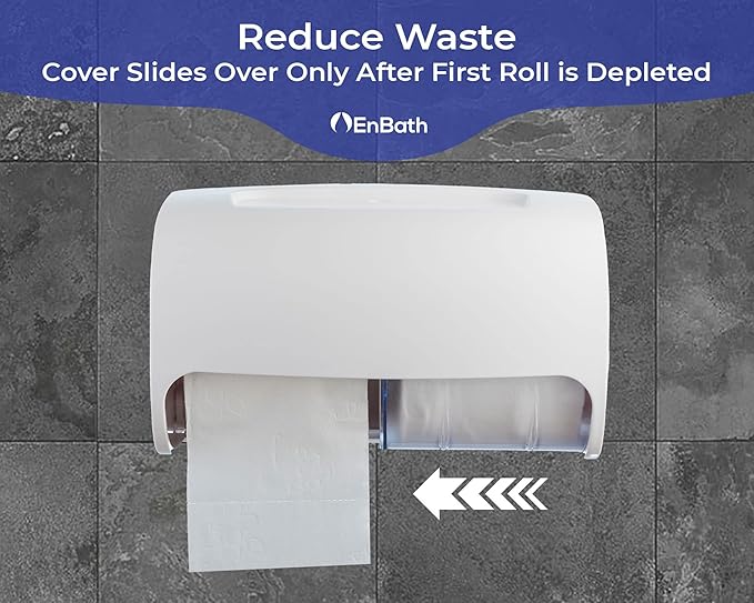 Commercial Toilet Paper Dispenser Wall Mount, Double (2 Roll) Locking Toilet Paper Holder (White), Compact Two Roll, Side by Side Design Tissue Paper Dispenser (Dispensador de Papel Higienico Doble)