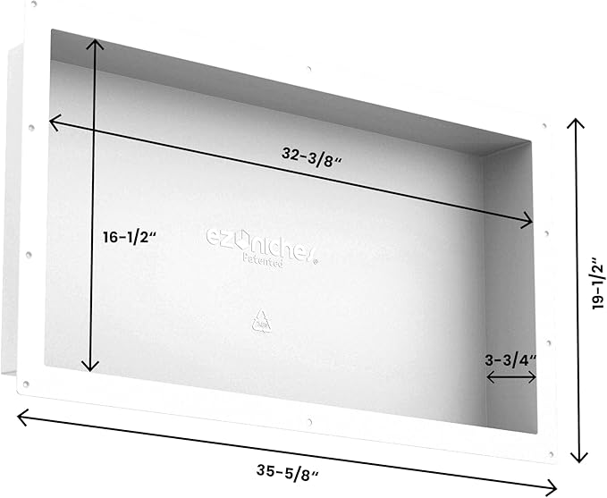 USA - Ready for Tile Niche Preformed Bathroom Recess It Shower Shampoo Shelf (16" X 32")