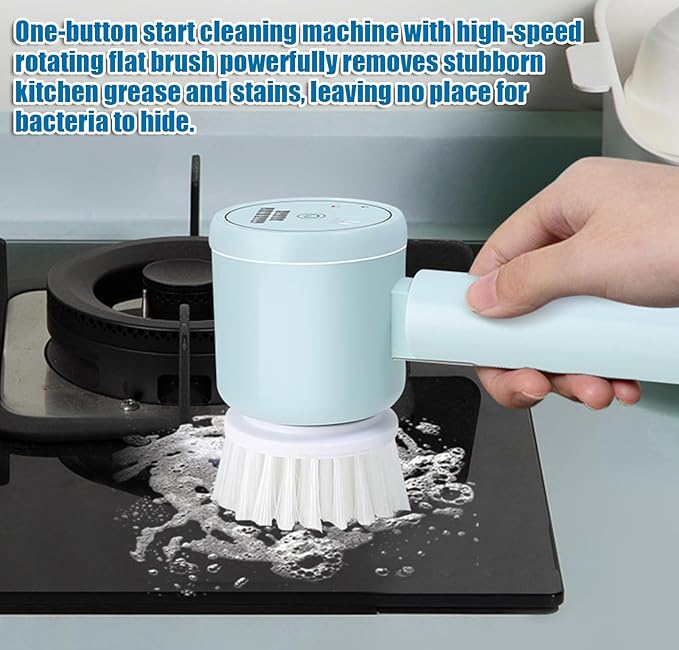 Electric Spin Scrubber,Cordless Rechargeable Shower Scrubber with 3 Replaceable Cleaning Brush Heads for Bathroom/Kitchen/Floor/Tile,B