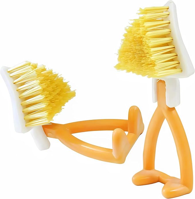 V-Shape Crevice Cleaning Brush with Stand-Up Design Foldable Triangular Grout Scrub Brush for Kitchen Sinks, Bathroom Corners,Tile Floors,Ideal for Gaps,Aseboard And Patio Deck & Window Tracks