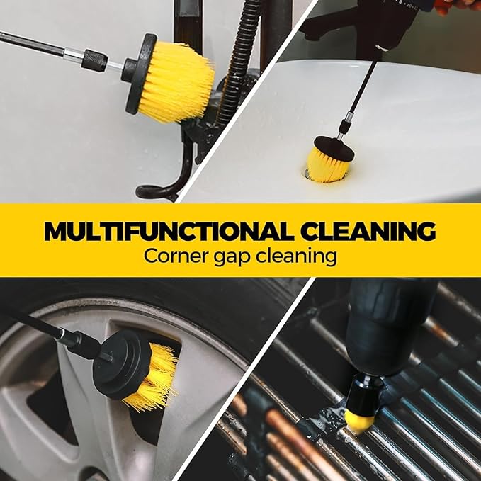 Drill Brush Accessories Set, Extension Accessories, Bathroom Multi-Purpose Automotive Details, Carpet, Tiles, Kitchen Sink Corner (9PCS-1)