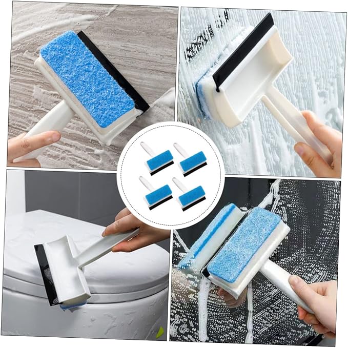 4Pcs Double Sided Bathroom Cleaning Brushes Non Slip Handle Plastic Tile Scrubbers for Kitchen and Wall Grout Stain Removal Household Use