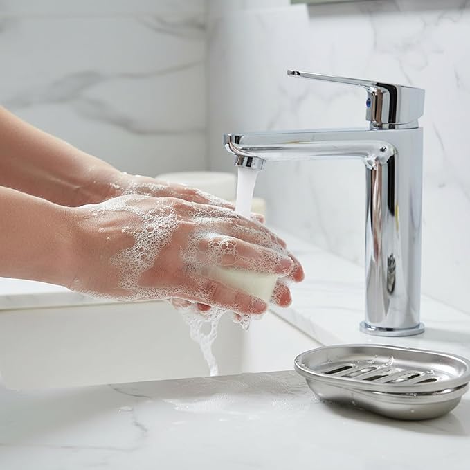 Chandler Stainless Steel Soap Dish for Shower & Bathroom Sink - Soap Holder with Drainage, Heavy Duty Soap Tray, Anti-Rust Soap Bar Holder