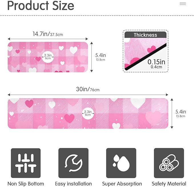 Kitchen Sink Splash Guard 1 PC 30 Inch Sink Faucet Mat Splash Guard for Bathroom Countertop Water Absorbent Foldable Cuttable Soft Washable Plaid Checkered Pink White Hearts Dots