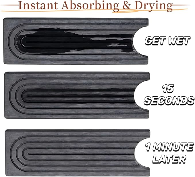 TuBon Diatomite Faucet Mat,Faucet Splash Guard for Bathroom Counter and Kitchen Sink, Fast-Drying, Grey, 23.6" x 4"