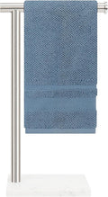 Standing Hand Towel Holder with Marble Base, 304 Stainless Steel Towel Rack, Countertop Stand Towel Ring for Bathroom (Brushed Nickel)