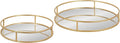 Kate and Laurel Felicia Modern Glam Metal Nesting Trays | Decorative Round Shape with Handles and Mirror Surface, Set of 2, Gold