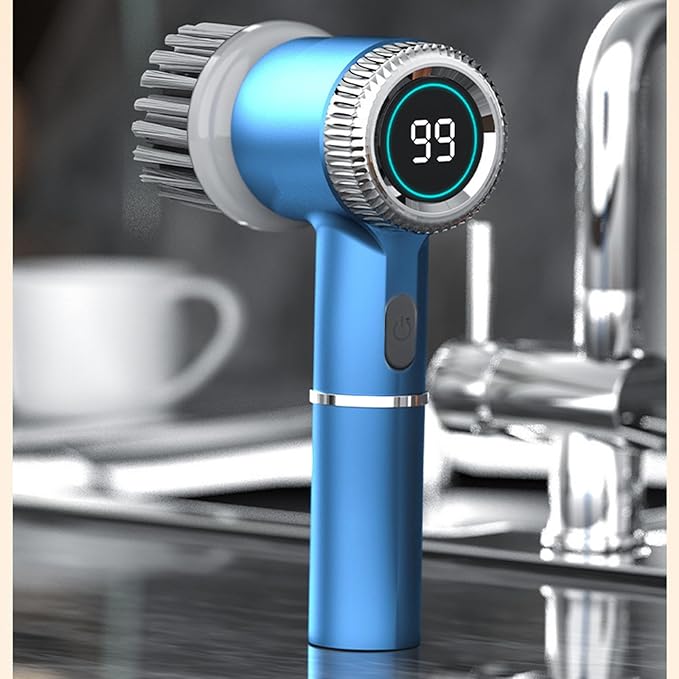 Fockety Electric Scrubber, Cordless Cleaning Brush with 5 Replaceable Brush Heads and 3 Speed Settings, for Kitchen Bathroom Shower Tile Glass