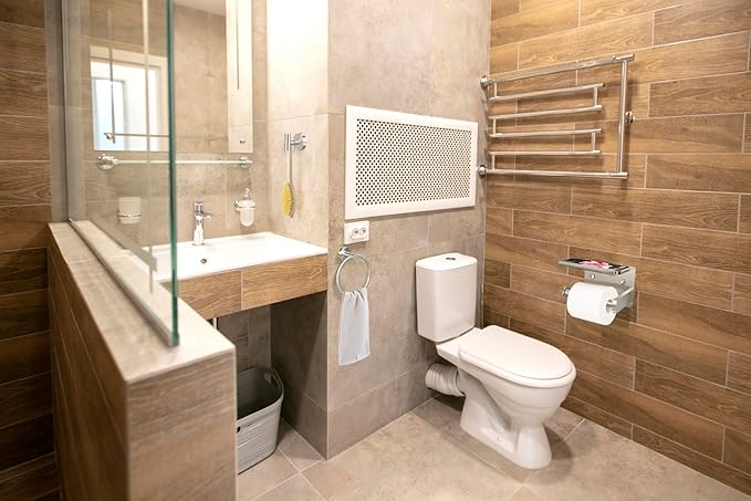 1pcs Toilet Paper Holder with Shelf, 1pcs Towel Ring and 4pcs Towel Hooks, Brushed Nickel Stainless Steel Bathroom Hardware Set