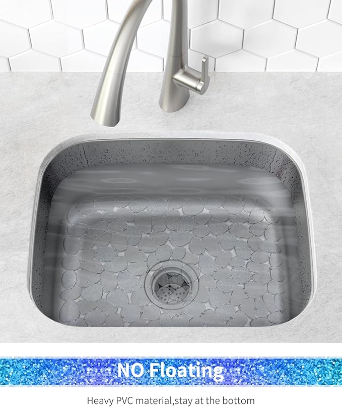 Bligli Pebble Sink Mat for Stainless Steel/Ceramic Sinks, PVC Eco-Friendly Sink Protectors for Bottom of Kitchen Sink, Dishes and Glassware, Fast Draining, 15.7 x 11.8 inch (2 Pack, Bling Clear)