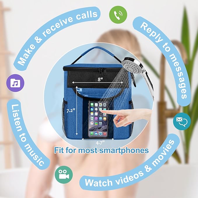 Portable Shower Caddy for Dorm Room Essentials, Foldable Mesh Shower Bag for College, Large Capacity Toiletry Bag Tote Bag Shower Caddy Portable for Student Boy Girl Bath Essentials (Blue)