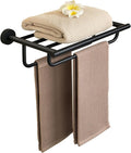 Alise Towel Rack for Bathroom Lavatory,Towel Holder Towel Shelf with Double Towel Bars Wall Mount,SUS 304 Stainless Steel Towel Hanger Storage 16 Inch,Matte Black GYT7040-B