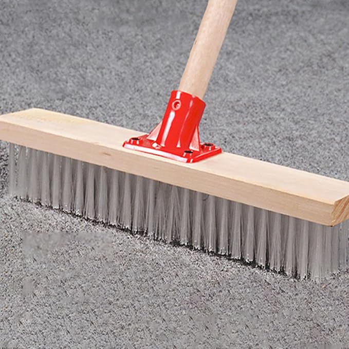 BESPORTBLE Long Handle Stiff Bristle Floor Scrub Brush 40cm Nylon Decking Brush for Patio and Bathroom Tile Cleaning Outdoor Heavy Duty Scrubber for Grout and Carpet Stain Removal