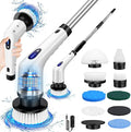 Electric Spin Scrubber,Cleaning Brush Scrubber for Home,320RPM/Mins-9 Replaceable Brush Heads-90Mins Work Time,3 Adjustable Size,2 Adjustable Speeds for Bathroom Shower Bathtub