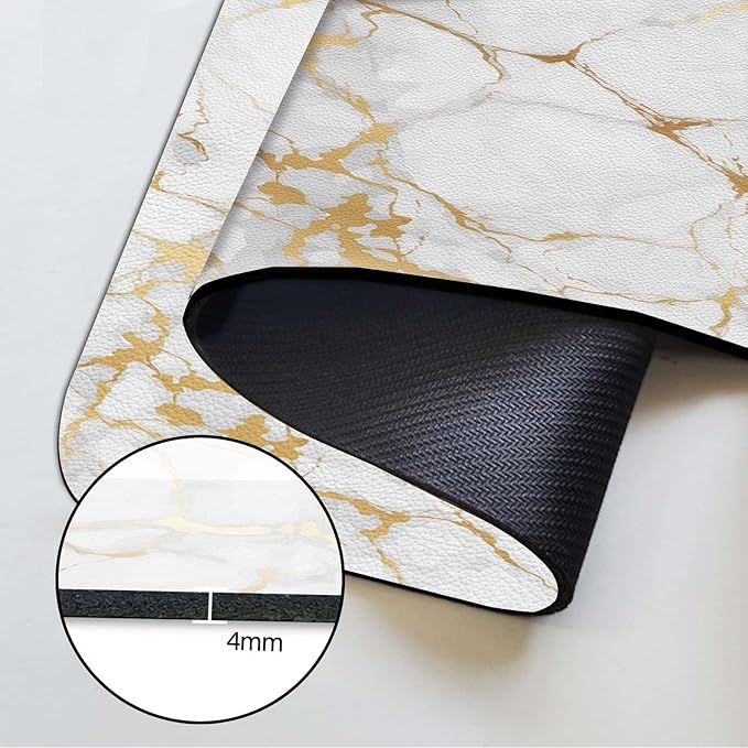 MCALK Marble White Kitchen Sink Faucet Mat Splash Guard, Absorbent Quick-Dry Kitchen Sink Mat - Ideal for Splash Guard & Drip Catching with Modern Art Decor( 1pc 15"x5.5")