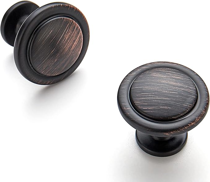 Ravinte 25 Pack 1-1/4 Inch Kitchen Cabinet Knobs Oil-Rubbed Bronze Zinc Pulls Door Handles for Dresser Drawers
