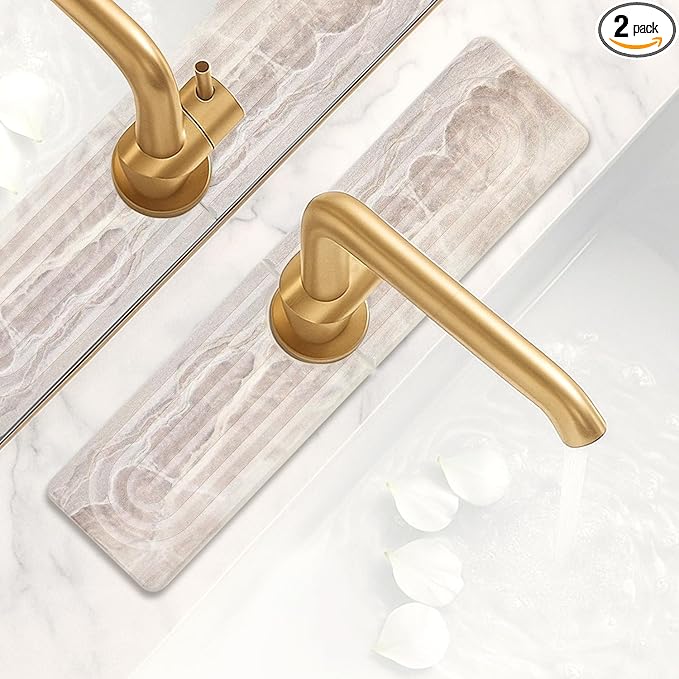 Small Diatomite Kitchen Sink Faucet Mat Water Absorbing Stone Tray Quick Drying Stone Mat for Kitchen Sink Protector Splash Guard Behind Faucet Water Absorbent Mats for Bathroom Counter Decor