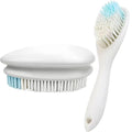 2 Pack Soft Bristle Cleaning Scrub Brush Laundry Brush Scrubber Brush for Clothes, Carpet and Fabric Stain Removal, Scrubbing Brush with Ergonomic Handle (White)