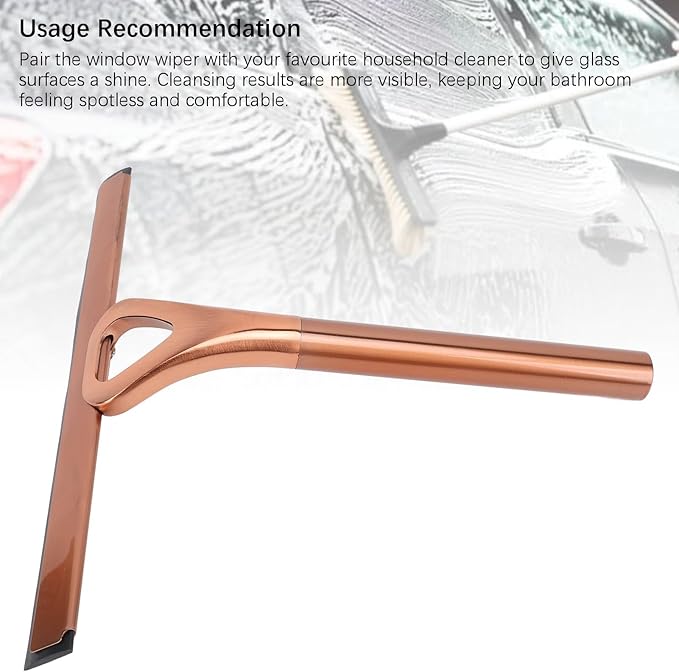 304 Stainless Steel Shower Squeegee for Glass Doors, Silicene Window Mirror Wiper with Hook Bathroom Shower Door Cleaning Tool (Antique Bronze)