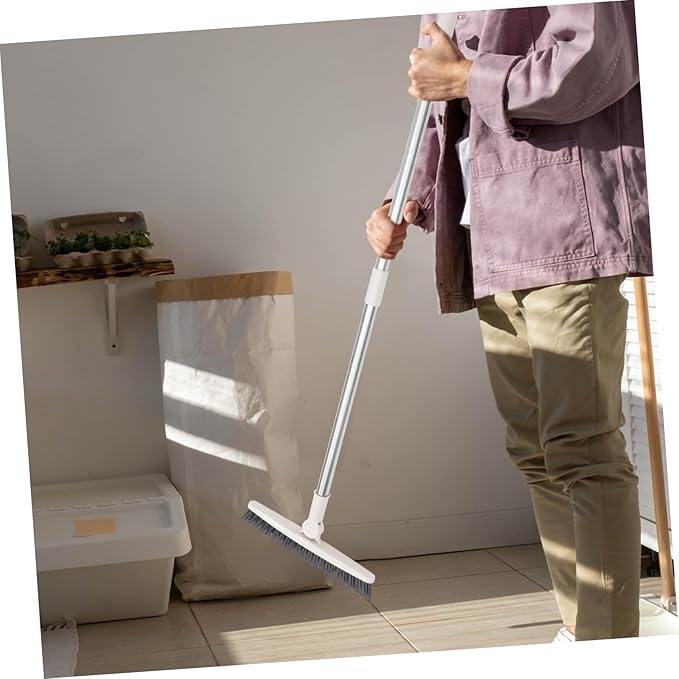 Beaupretty Rotatable Floor Scrub Brush with Long Handle for Deep Cleaning Gaps Window Grooves Shower Doors Tile Grout Corners Lightweight Multipurpose Crevice Cleaner for Bathroom Kitchen