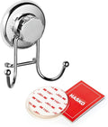 Powerful Vacuum Suction Cup Hooks Holder for Towel, Robe and Loofah - Stainless Steel Hook for Bathroom and Kitchen (Chrome)
