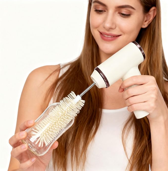 Rechargeable Electric Bottle Scrubber 1000mAh 3 Brush Heads 12Inch Protein Coffee Cups Pace Electric Cup Cleansing Brush