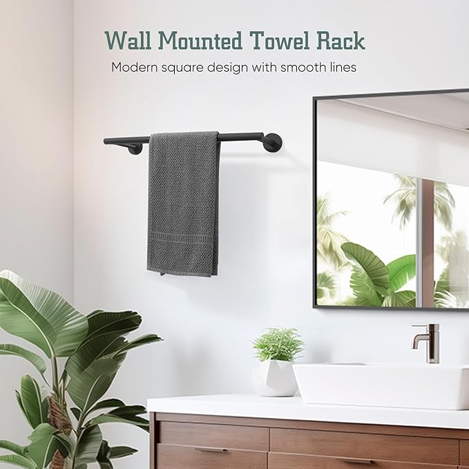 16 Inch Towel Bar, Towel Rack for Bathroom, Stainless Steel Wall Mounted Towel Holder Modern Home Decor Bathroom Accessories, Matte Black