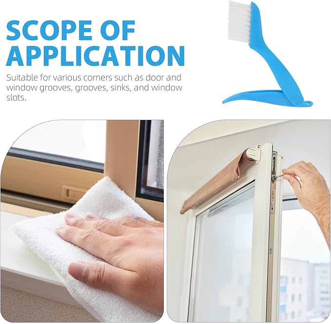 Wakauto Crevice Cleaning Brush Foldable Soft Scrub Brush Multifunctional Window Track Groove Cleaning Tool for Kitchen Blue