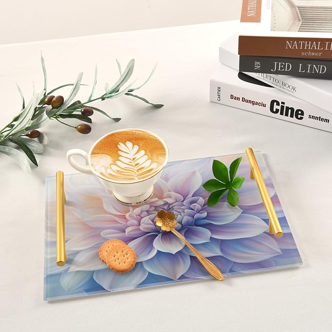 Dahlia Vanity Tray Acrylic Bathroom Countertop Tray Flower Decorative for Kitchen Desk Organizer Makeup Storage Tray