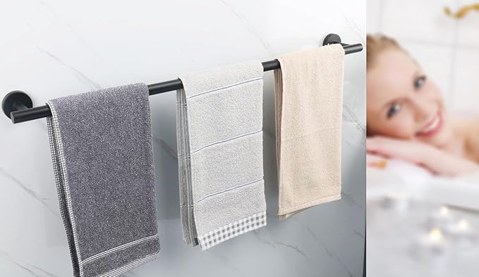 28 Inch Towel Bar for Bathroom 9/12/16/24/28/33 Inch Kitchen Hand Towel Holder Matted Black SUS304 Stainless Steel RUSTPROOF Wall Mount Towel Rod (1, Matted Black, 28 Inch)