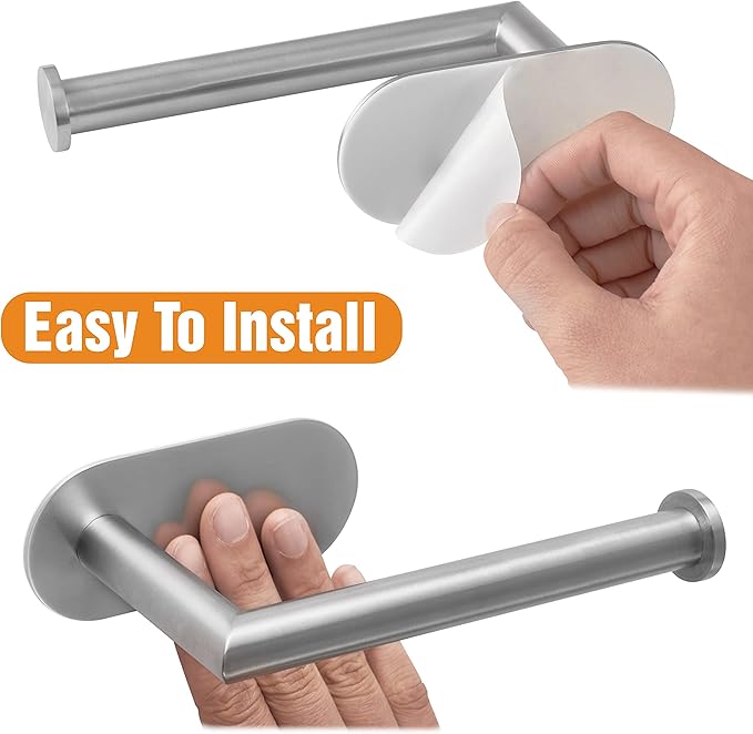 HITSLAM Stainless Steel Toilet Paper Holder, Self Adhesive, Rust Proof, Heavy Duty, for Bathroom