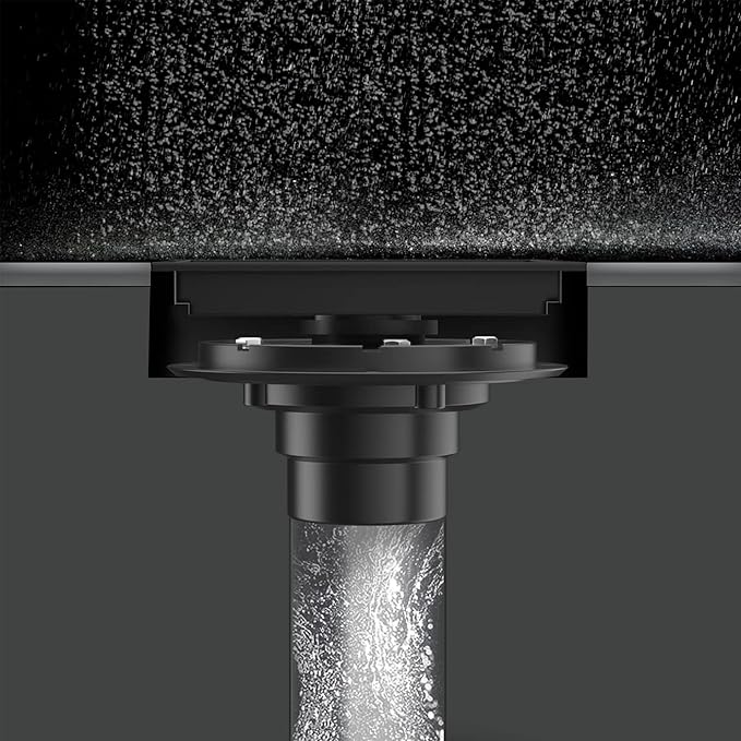 4 Inch Square Shower Floor Drain, Shower Drain Kit with Flange, Square Shower Drain, SUS 304 Stainless Steel Floor Drain,Matte Black