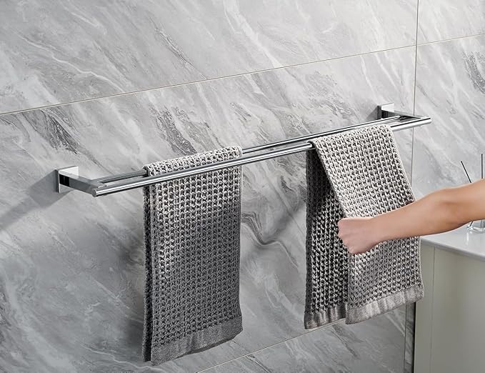Miyili 36-Inch Double Towel Bar Stainless Steel Bathroom Towel Rack Holder Wall Mount Polished Finish, A02N90B